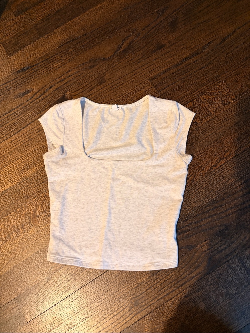 Garage Light Heather Gray Square Neck Cap Sleeve Top